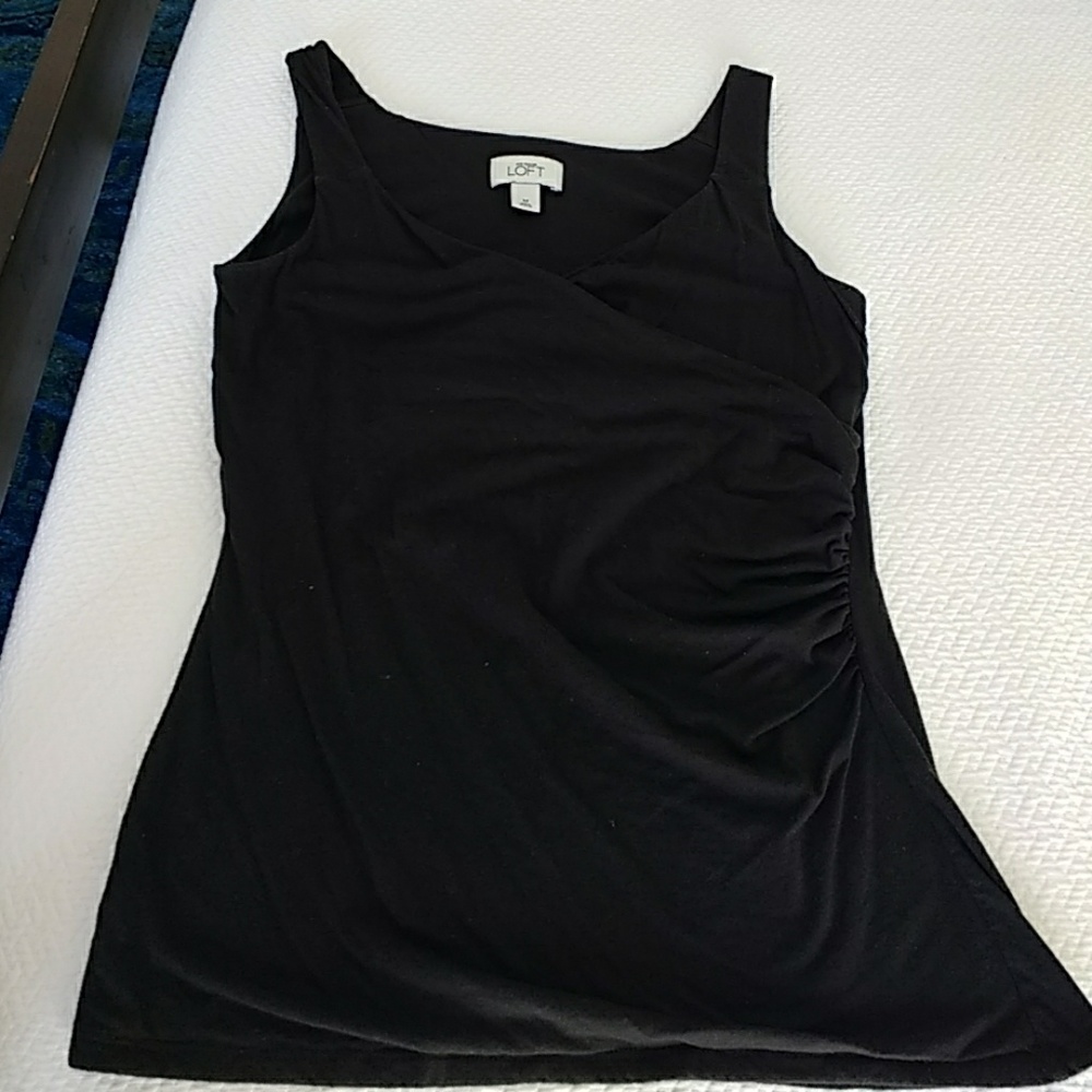 Black sleeveless wrap tank